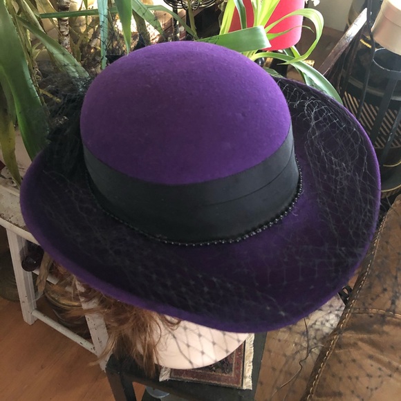 Vintage Purple and Black Wool Hat - Picture 3 of 8
